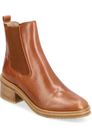 ANGULUS Bootie - Block Heel - With Zippe Brown