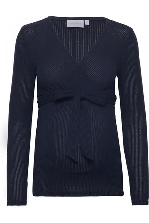 Mama;licious Mlannette Tess Ls Jrs Top 2F A. Navy