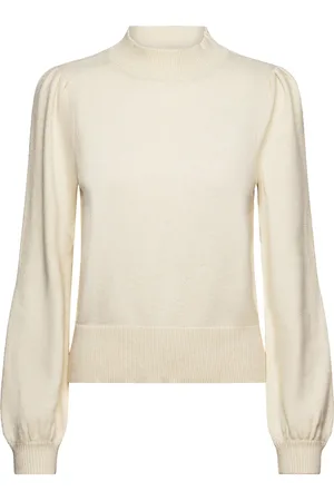 VILA Viril Turtle-Nk Balloon L/S Top - Noos Beige