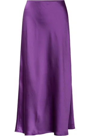 MANGO Midi Satin Skirt Purple