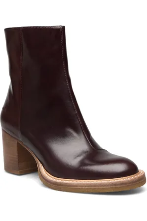 ANGULUS Bootie - Block Heel - With Zippe Brown