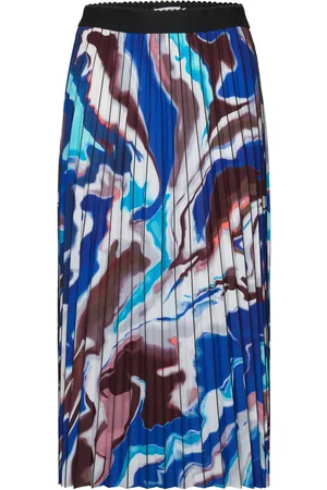 Coster Copenhagen Plisse Skirt With Print Blue