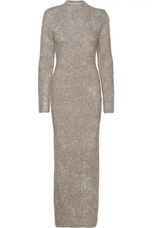 ROTATE Glitter Knit Maxi Dress Gold