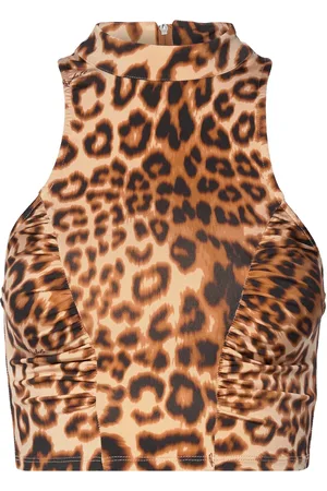ROTATE Stretchy Halterneck Top Brown