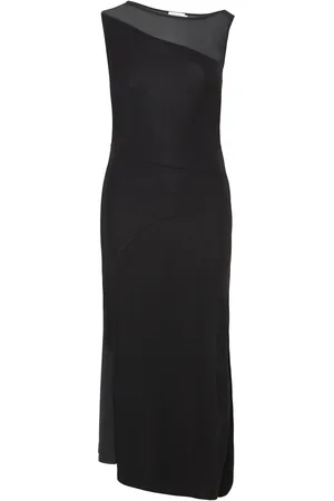 Calvin Klein Fluid Jersey Panel Midi Dress Black