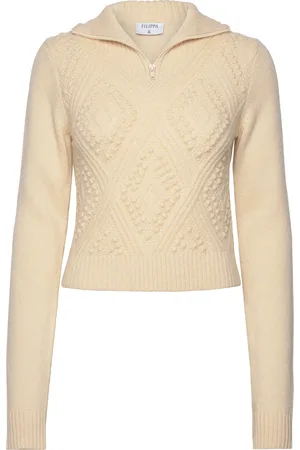 Filippa K Argyle Zip Sweater Cream