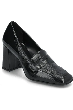 A Pair High Heel Square Loafer Black