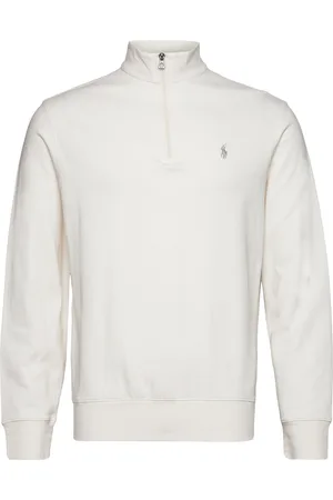 Ralph Lauren Luxury Jersey Quarter-Zip Pullover Cream