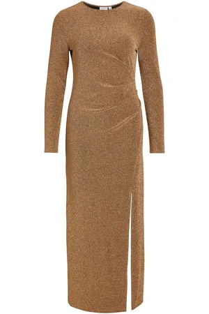 VILA Vimynte L/S Slit Ancle Dress/Ka Brown