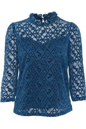 Cream Crgila Lace Blouse With Lining Navy