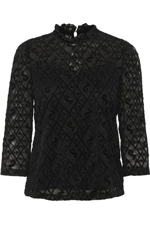 Cream Crgila Lace Blouse With Lining Black