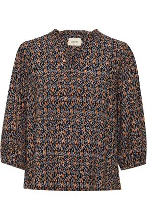 Cream Crtiah Blouse 3/4 Sleeve Brown
