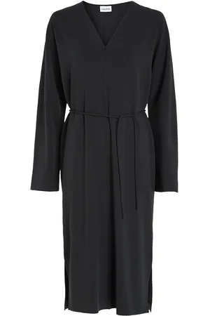 Calvin Klein Structure Twill V Neck Dress Black
