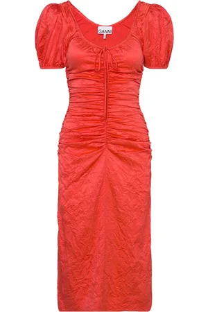 Ganni Crinkled Satin Red