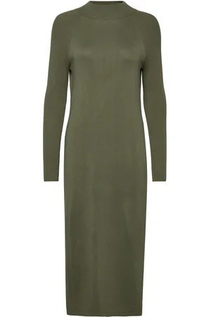 ESPRIT Women Dresses Flat Knitted Kneelength Green