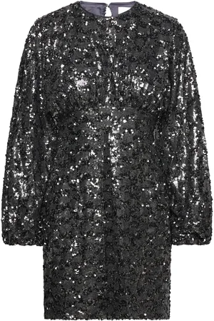 By Malina Alexandra Balloon Sleeve Sequin Mini Dress Grey