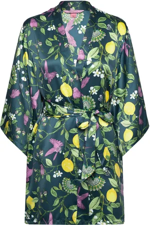 Hunkemöller Kimono Satin Lemon Birds Green