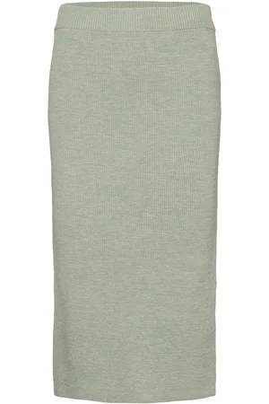 By Malina Kenzie Knitted Midi Skirt Green