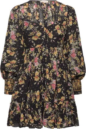 by Ti Mo Golden Georgette Mini Dress Black