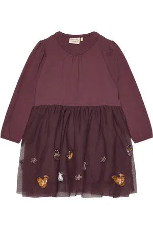 Minymo Dress Ls W. Tulle Burgundy