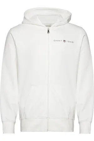 GANT Printed Graphic Full Zip Hoodie Cream