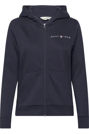 GANT Reg Printed Graphic Zip Hood Navy