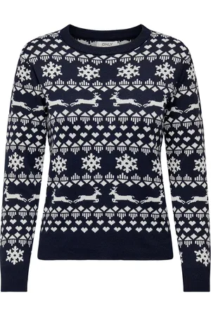 ONLY Onlxmas Snowflake Ls O-Neck Knt Navy