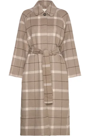 GANT Checked Handstitched Car Coat Beige