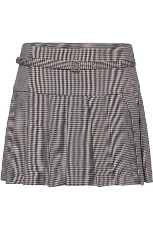 MANGO Houndstooth Belt Miniskirt Blue