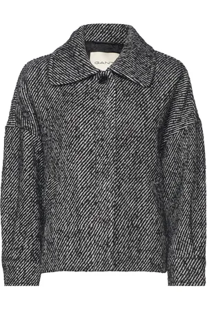 GANT Pattern Cropped Wool Jacket Black