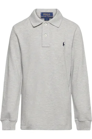 Ralph Lauren Cotton Mesh Long-Sleeve Polo Shirt Grey