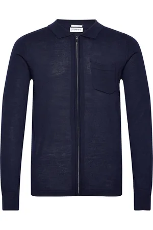 Lindbergh Merino Polo Collar Zip Cardigan