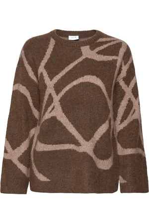 VILA Vij Lly O-Neck Jacquard Knit Top/Su Brown