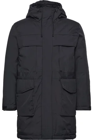 Knowledge Cotton Apparal Apex Canvas Long Padded Coat - Grs Black