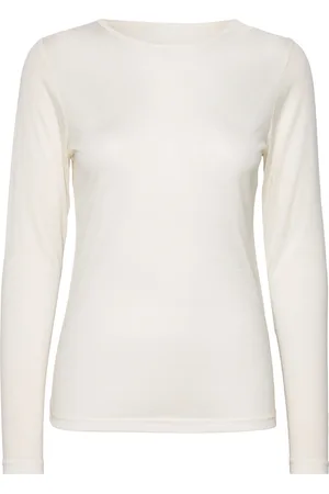 Panos Emporio Wool/Tencel Tee Long Sleeve White