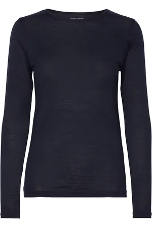 Panos Emporio Wool/Tencel Tee Long Sleeve Navy