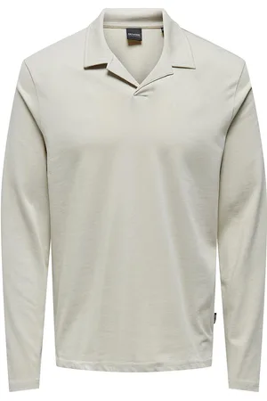 Only & Sons Onsbrody Reg Split Neck Ls Polo Beige