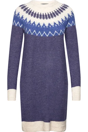 VERO MODA Vmsim Ls Nordic Dress Ga Rep Lcs Blue