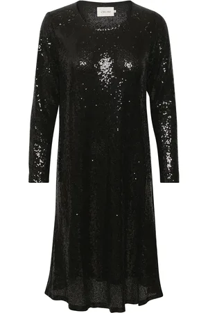 Cream Crcaska Sequins Dress - Shift Fit Black