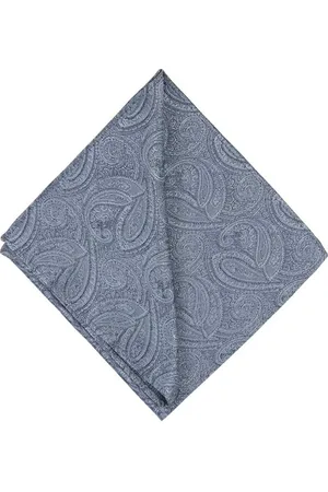 Portia 1924 Paisley Silk Pocket Square Navy