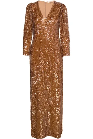 by Ti Mo Sequins Maxi Dress Brown