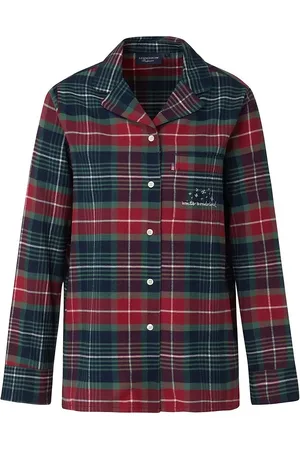 Lexington Miranda Organic Cotton Checked Flannel Pajama Set Red