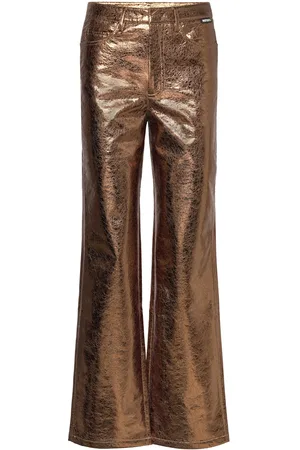 ROTATE Textured High Waist Pants Gold