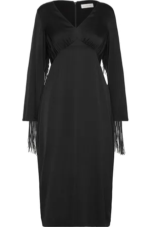 By Malina Sasha V-Neck Fringe Midi Dress