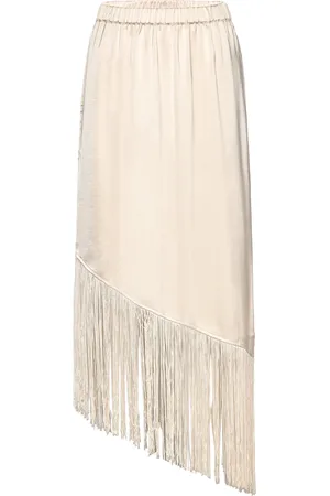 Norr Gili Fringe Skirt Cream