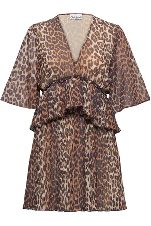 Ganni Pleated Georgette Brown