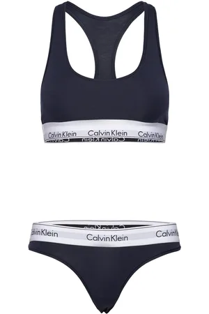 Calvin Klein Unlined Bralette/Thong Gift Set Navy