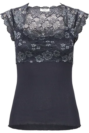 Rosemunde Silk Top W/ Lace Navy
