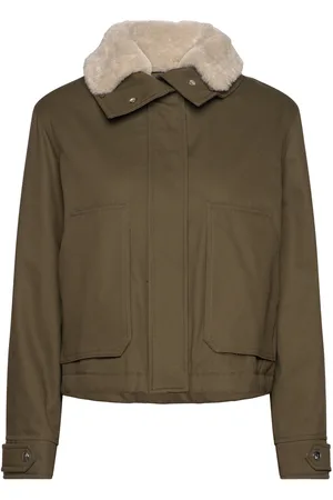MANGO Parka With Detachable Fur-Effect Collar Green