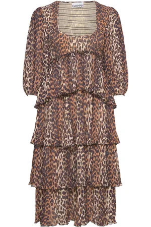 Ganni Pleated Georgette Brown